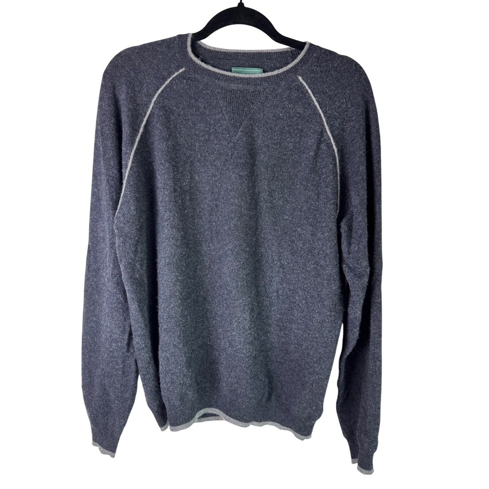 Hammacher Schlemmer Men's 100% Cashmere Crewneck Sweater‎ Size Large Charcoal